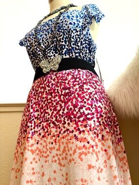 NWT 14 Julia Jordan Ombre Dot Flutter Sleeve Maxi Dress